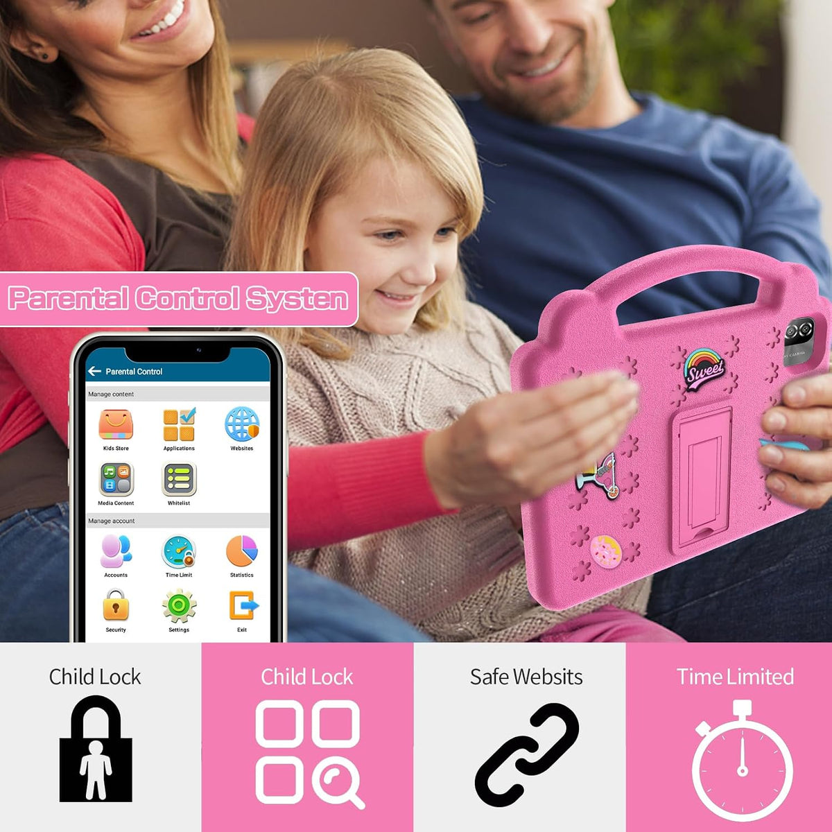 Parent and child with Pipsypad parental control
